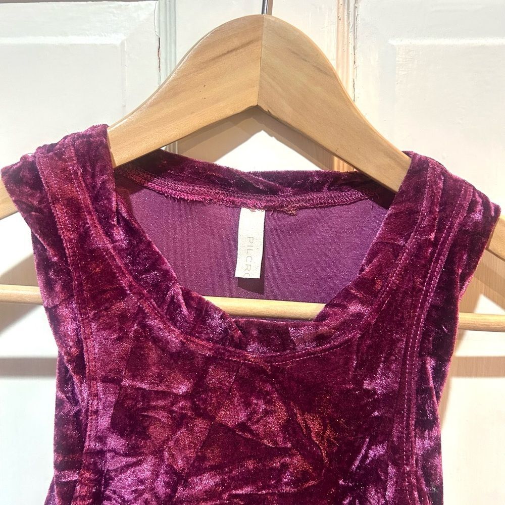 Anthropologie Pilcro Burgundy Velvet Razorback Stretch Tank Top Size S - Picture 5 of 10